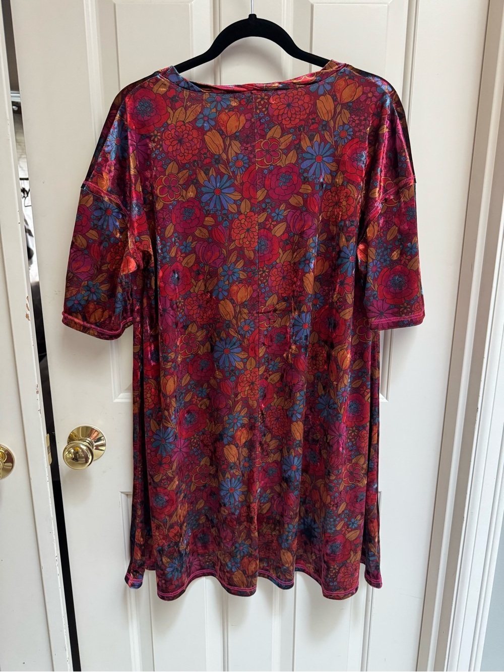 NATURAL LIFE Velvet Floral Scoop-Neck Mini Dress/ Tunic - Picture 5 of 5